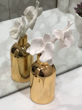 Gold Bottle Diffuser With Gold Cap And White Flower, "English Pear & Freesia" Scent